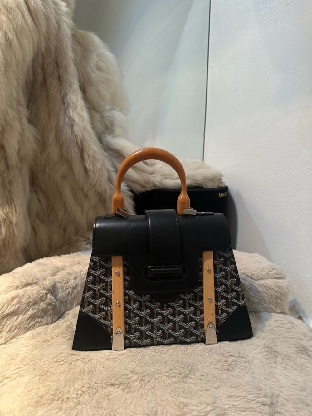 GG Black & Tan Structured Top-Handle Women's Bag